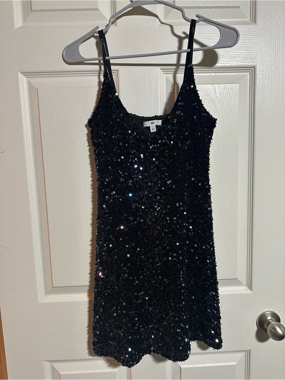 bp Black Sequin Spaghetti-Strap Dress